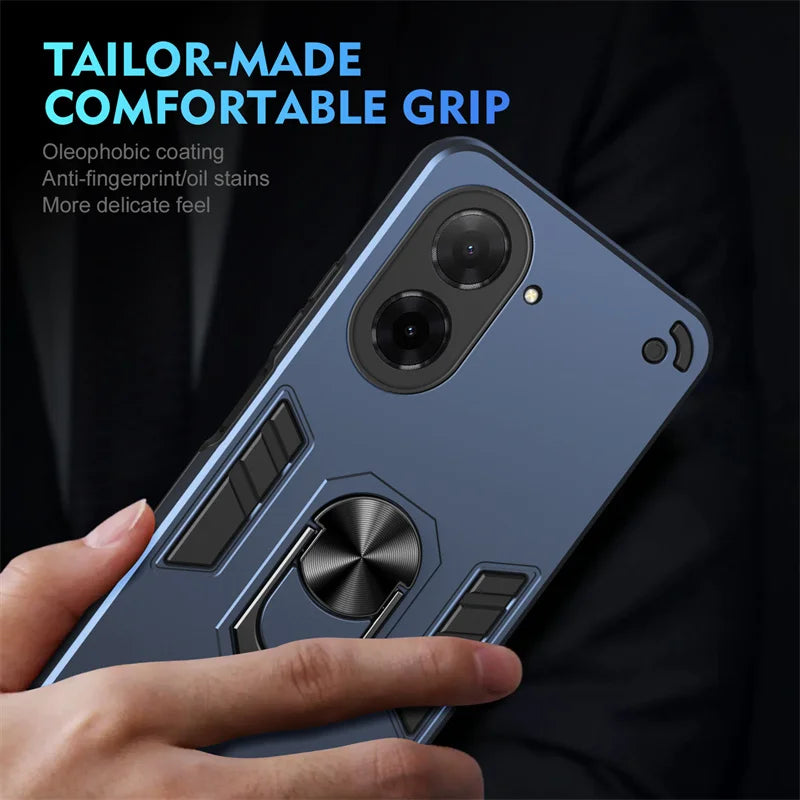 Armor Funda For Xiaomi Poco C71 4G Case Magnetic Holder Ring Armor Cases For Poko Little C71 C 71 PocoC71 4G Lens Protect Cover
