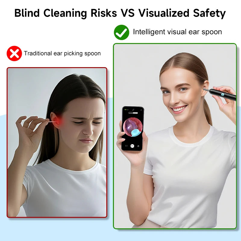 WiFi Visual Ear scope Camera 1080P for iPhone/Android Ear Picker Cleaning Wireless Endoscope Otoscope with Ear Wax Removal Tools
