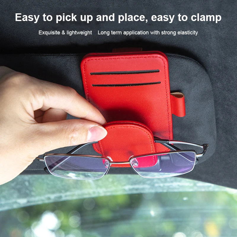 JFBONIN Leather Car Glasses Clip Multifunctional Sunshade Storage for Interior Car Sunglasses Organizer Creative