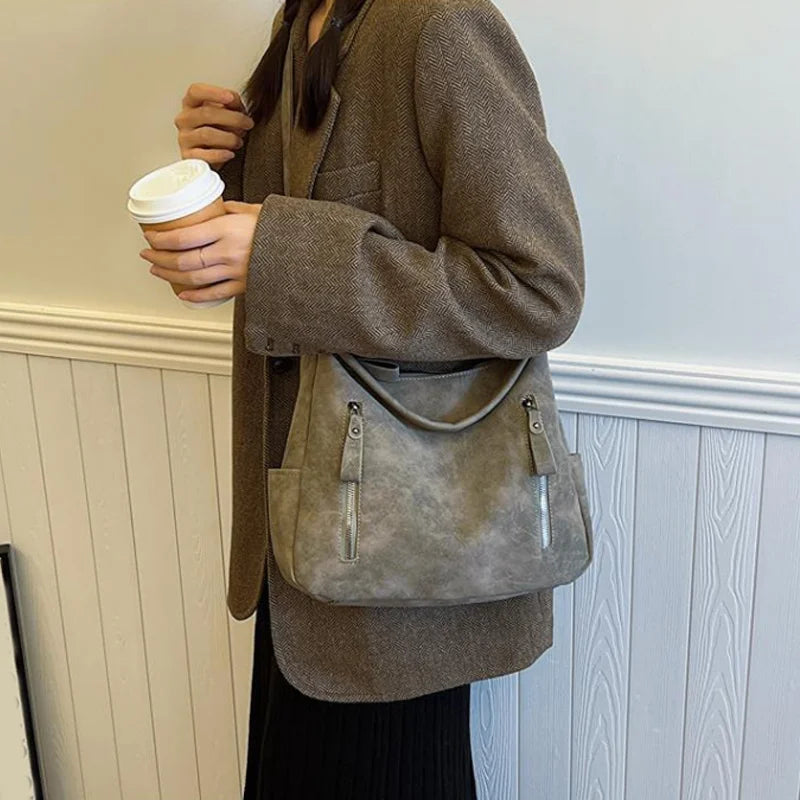 Women Crossbody Bag Luxury Designer Oblique Cross Single Shoulder bag Large Capacity Handbags Retro Matte PU Leather Hobos purse