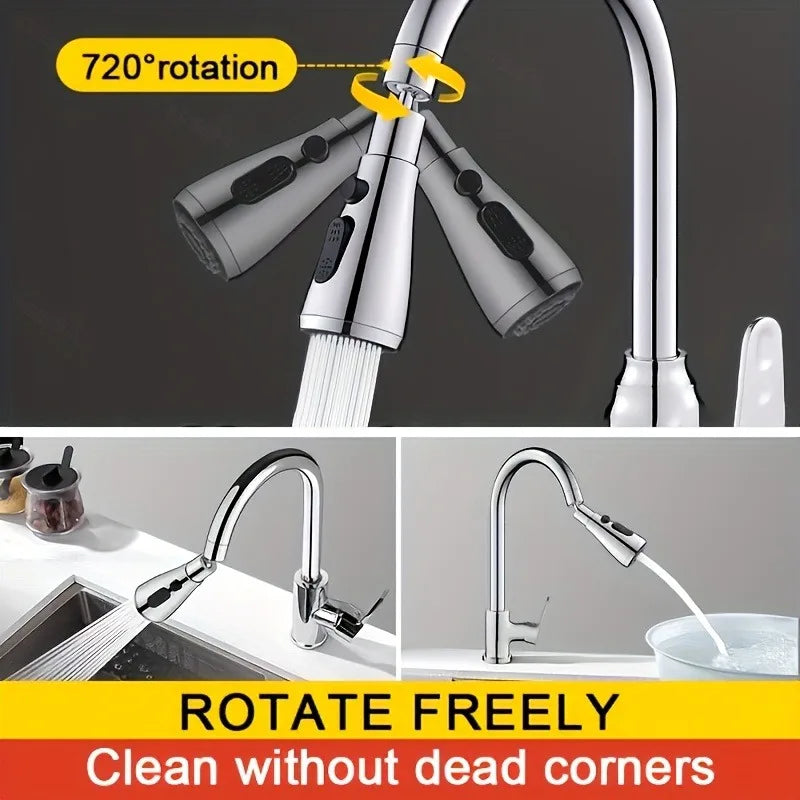 Universal 360° Rotation Kitchen Faucet Extender 3 In1 ABS Durable Water Saving Shower Spray Head Bathroom Basin Tap Replacement