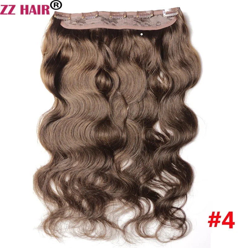 ZZHAIR Clips In 100% Brazilian Human Remy Hair Extensions 16"-28" Hair One Piece Set 5 Clip-in 100g-200g Natural Body Wavy