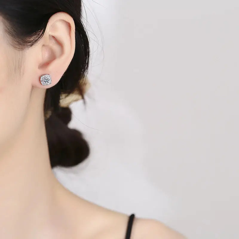 Promotion Moissanite Earrings for Women Pass Diamond Test Pen 100%  With Certificate Ear Studs 925 Sterling Silver Fine Jewelry