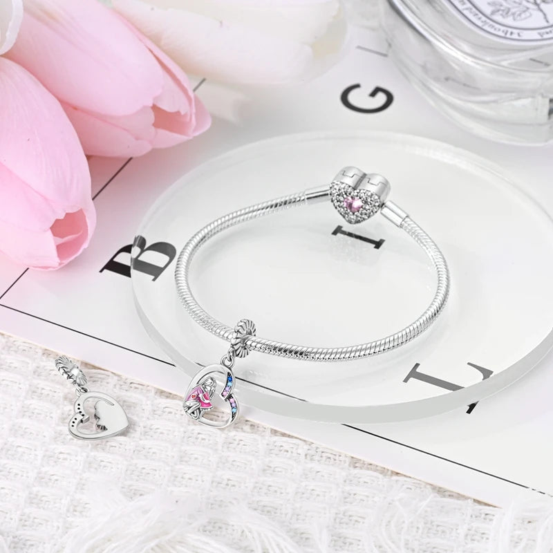 Charms 925 Sterling Silver Love Embrace Pendant For 3mm Bracelet DIY Women Mother's Day Jewelry Gift