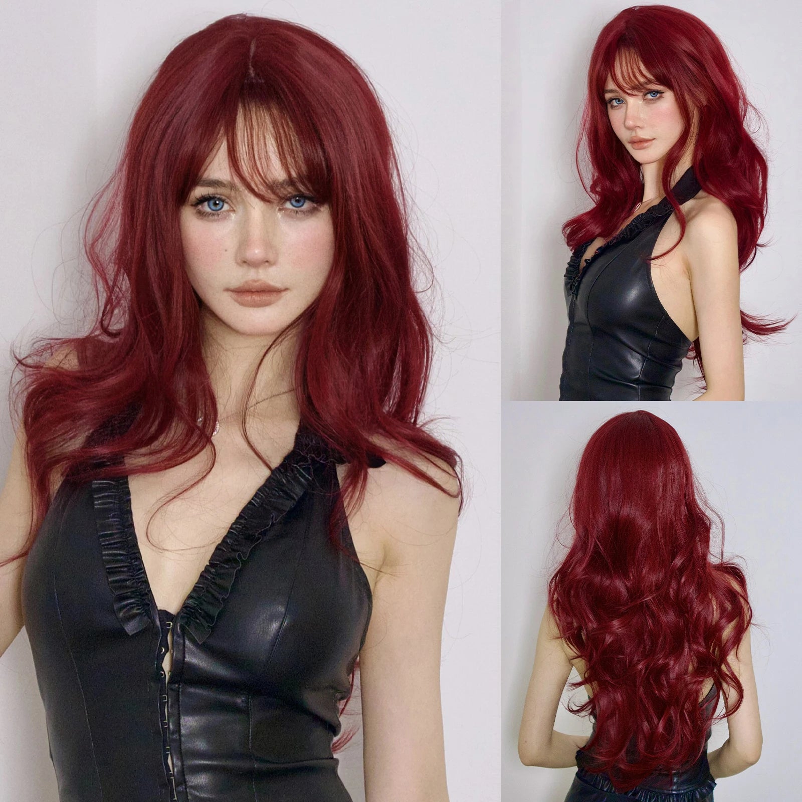 Party Wigs for Girls Fluffy Curly Hair with Bangs Orange Synthetic Wig for Women Cosplay Wigs Natural Daily Heat Resistant Fiber