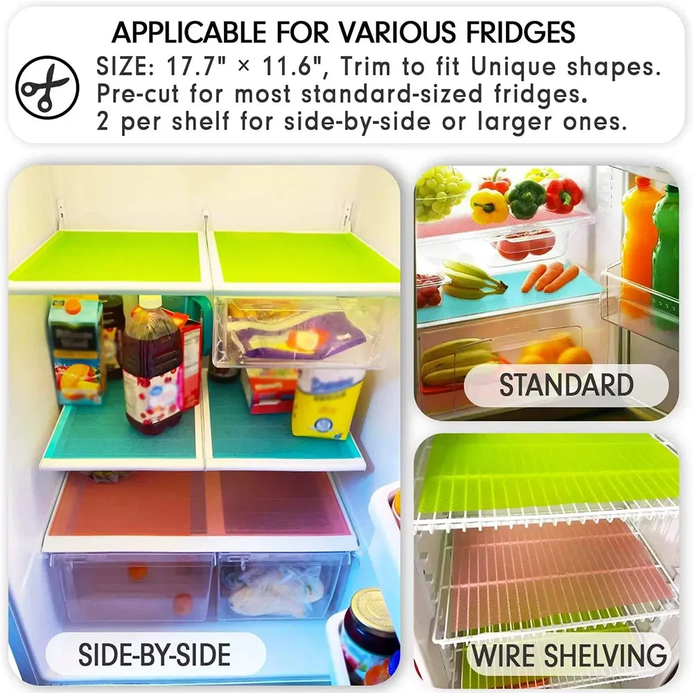 4pcs Refrigerator Liners, MayNest Washable Mats Covers Pads, Home Kitchen Gadgets Accessories Organization for Top Freezer Glass
