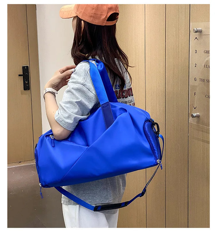 Large Capacity Fitness Bag Women's Handheld Oxford Cloth Yoga Sports Bag Fashionable Luggage Bag Wet And Dry Separation Can P...