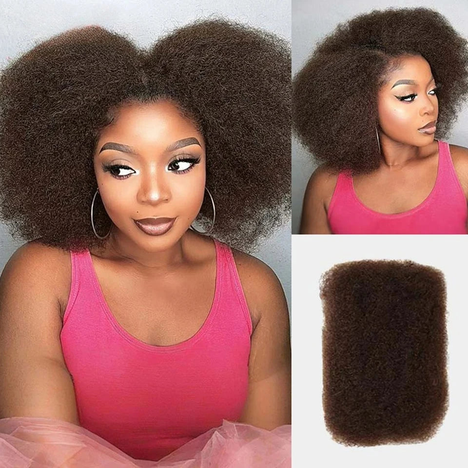 QVR Afro Kinky Bulk Human Hair For Braiding Dreadlock Hair Peruvian 50g/pc Virgin Natural Brown Remy Human Hair Debut Extension