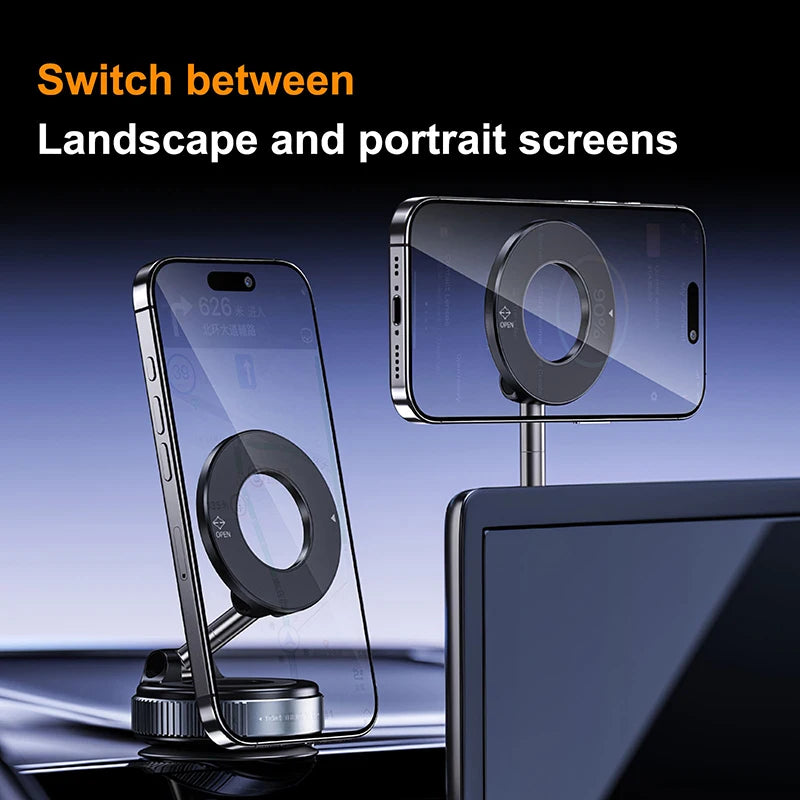 Vacuum Magnet Phone Bracket Multi-angles Adjustment Strong Magnetic Suck Design Foldable Car Holder For iphone Navigation Stand
