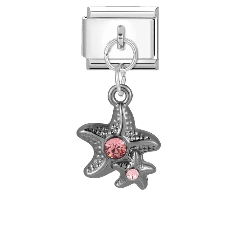 Red Sweet Cute Hollow Bow Knot Leaf Butterfly Rose Italian Charm Links Fit 9mm Stainless Steel Bracelet Jewelry DIY Making Gifts