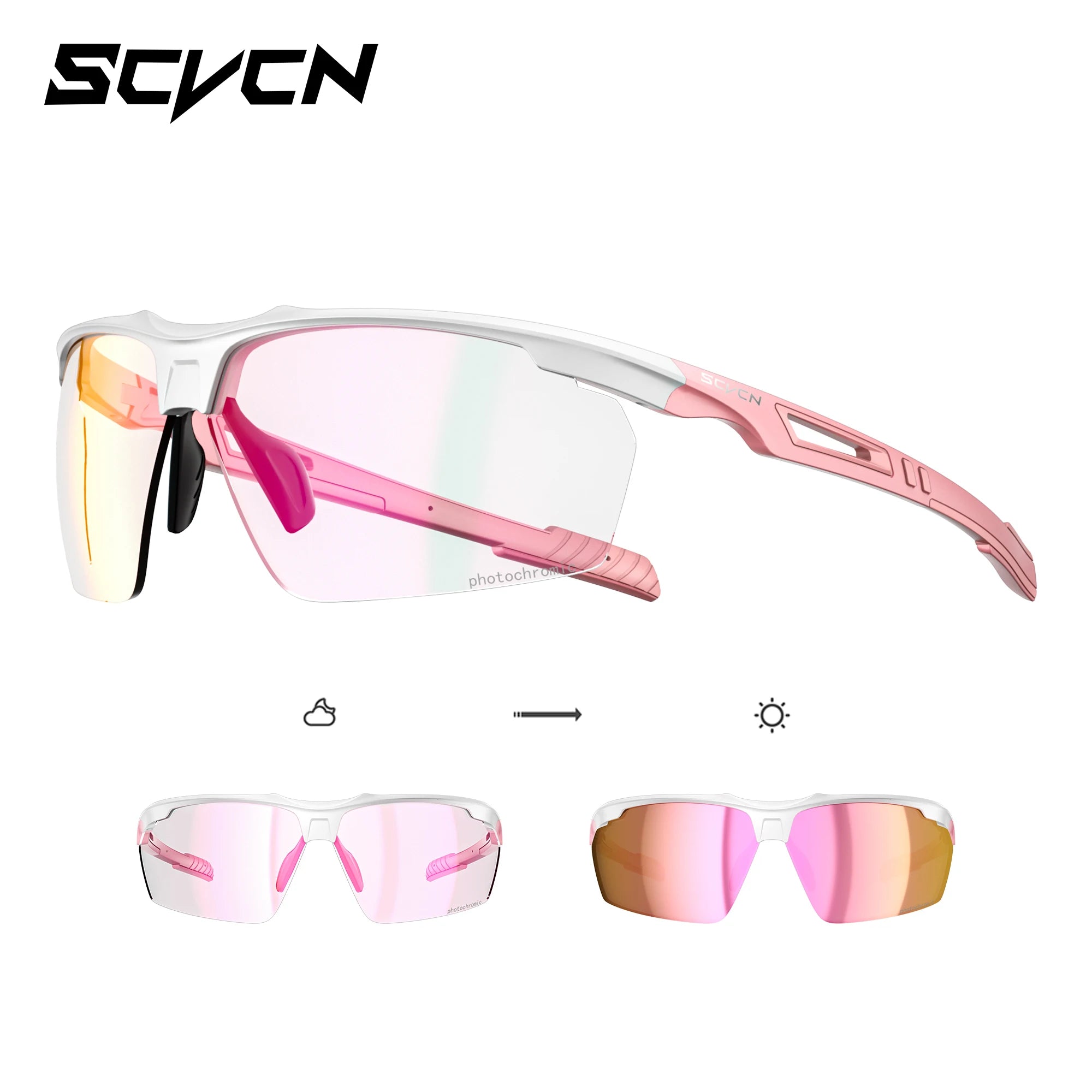 Scvcn Photochromic Sunglasses Cycling Glasses Bike Running Man Sun Bicycle Sports MTB Road Eyewear for Women Cycle Goggles 2023