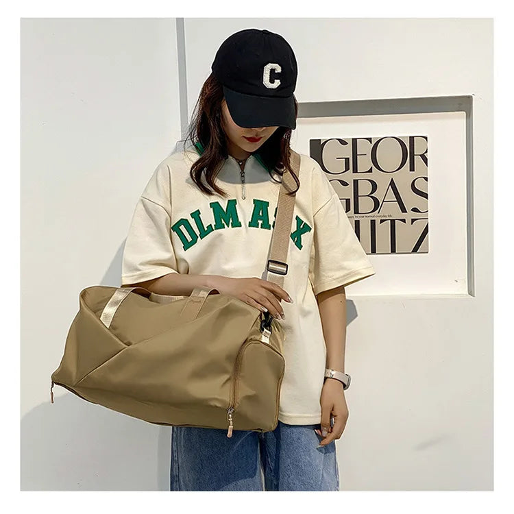 Large Capacity Fitness Bag Women's Handheld Oxford Cloth Yoga Sports Bag Fashionable Luggage Bag Wet And Dry Separation Can P...