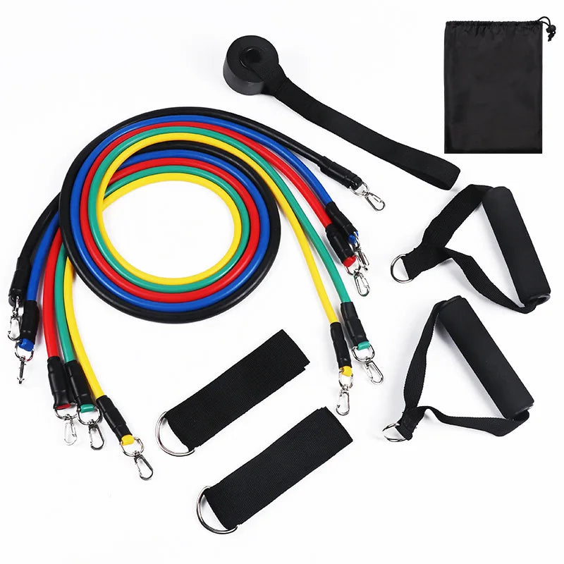 1/11pc TPE Resistance Band Set Fitness Band Pull Rope Elastic Training Band With Door Anchor Handles Carry Bag Legs Ankle Straps
