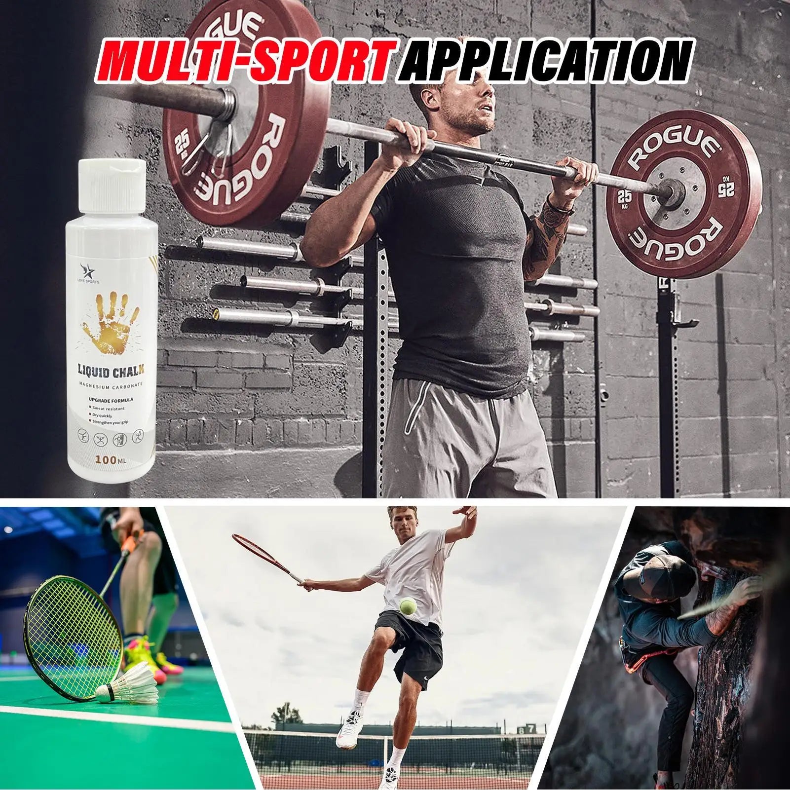 Sports Liquid Magnesium Powder Fitness Lifting Anti Slip Cream Grip Liquid Magnesium Comfortable Feel For Rock Climbing Gym