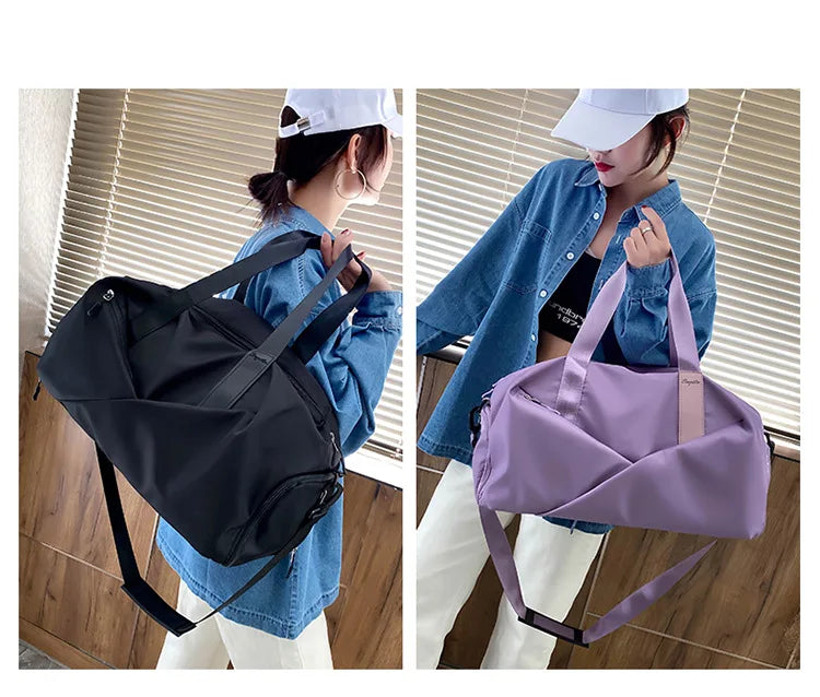 Large Capacity Fitness Bag Women's Handheld Oxford Cloth Yoga Sports Bag Fashionable Luggage Bag Wet And Dry Separation Can P...