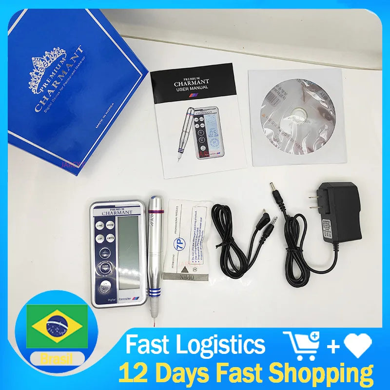 Dermografo Tattoo Machines Professional Permanent Makeup Tattoo Device For Micropigmentation Charmant Embroidery Eyebrow Gun Set