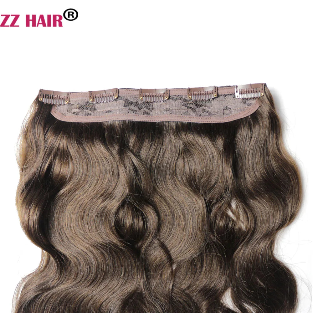 ZZHAIR Clips In 100% Brazilian Human Remy Hair Extensions 16"-28" Hair One Piece Set 5 Clip-in 100g-200g Natural Body Wavy