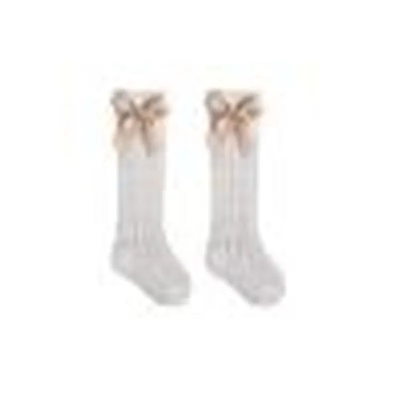 0-3years Infant Baby Girls Long Stockings Princess Solid Color Cute Bowknot Socks Spring Summer Thin Mesh Over-The-Knee Socks