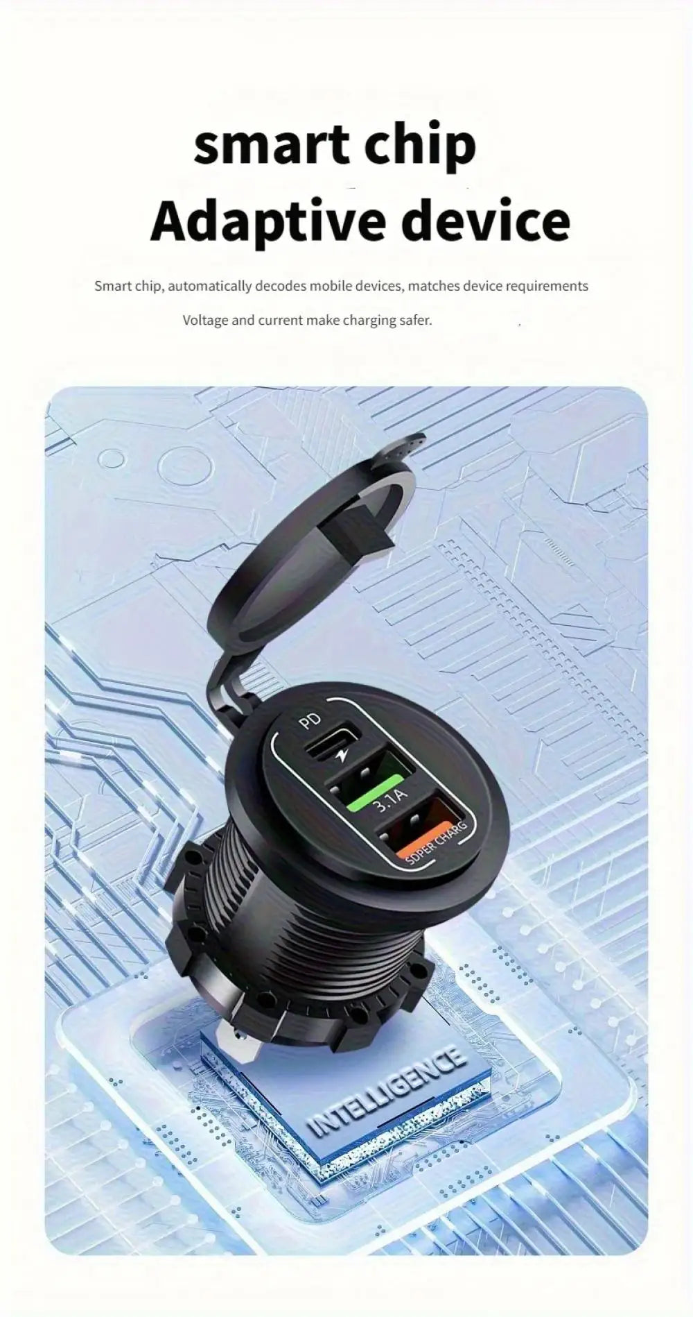 NEW 4 Ports Dual PD Dual QC 3.0 USB Car Charger with Voltmeter Socket Power Outlet Adapter Waterproof for 12V/24V Car Boat