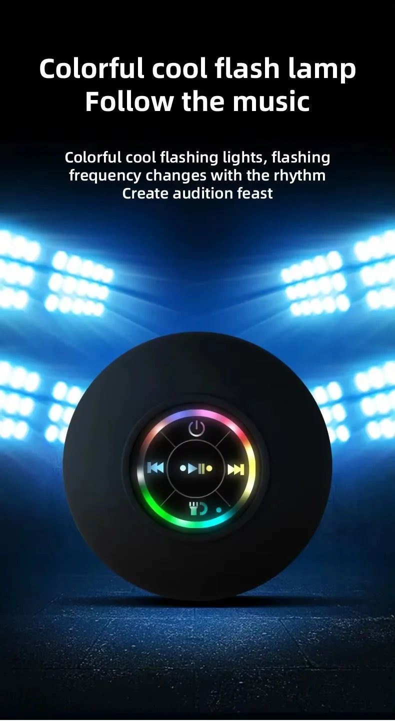 New Bathroom Waterproof Wireless LED Bluetooth Speaker Mini Portable Strong Suction Cup Speaker Outdoor Sports Stereo Speaker