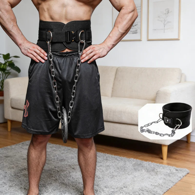 Heavy Duty Dip Belt Adjustable Steel Chain for Weighted Pull Ups Strength Training Home Gym Fitness Equipment