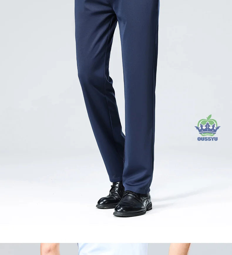 Brand Clothing Summer Thin Men's Stretch Suit Pants Business Slim Straight Work Office Black Formal Trousers Men Plus Size 40
