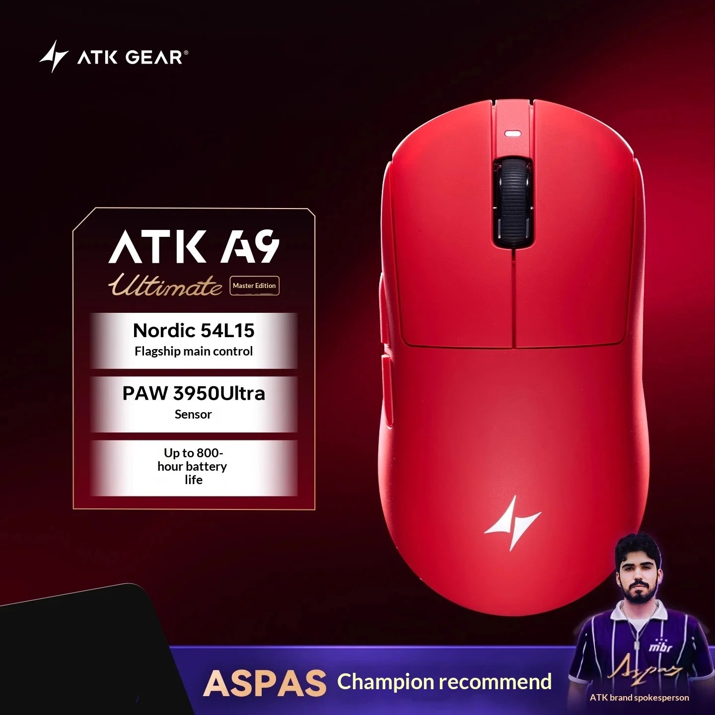 ATK DragonFly A9 Air Ultimate Wireless Gaming Mouse PAW3950 Ultra 42000DPI 750IPS 8KHz RGB Ergonomic For Windows MacOs PC Gifts