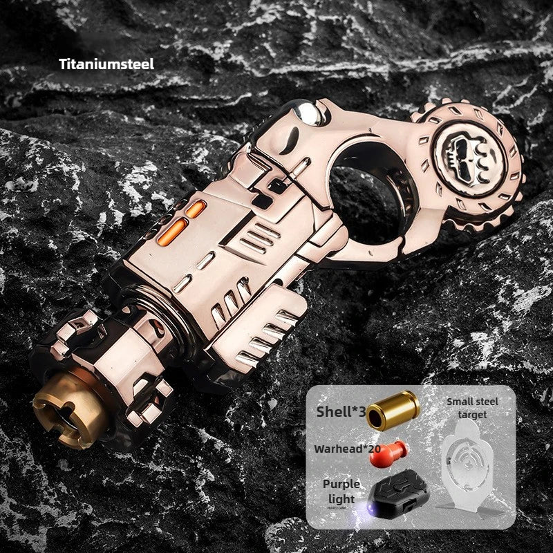 Alloy Launcher Shell-Ejecting Toy Gun Set Portable Stress Relief Sensory Fidget Toy Finger Spinning Top Desk Gadget Boys Gift