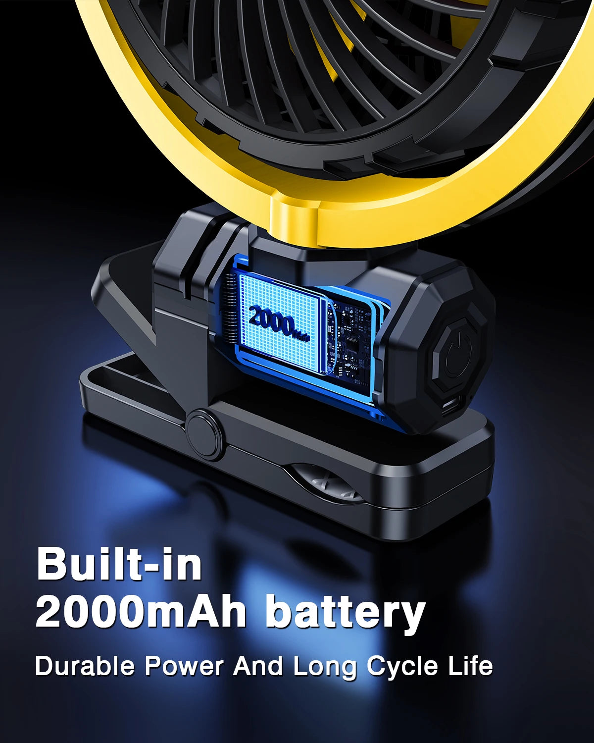 Hipacool Car Cooling Clamp Fan 2000mAh USB Rechargeable Fan Burshless Cooler 900° Rotatable Portable Cooling Tool Car Electronic