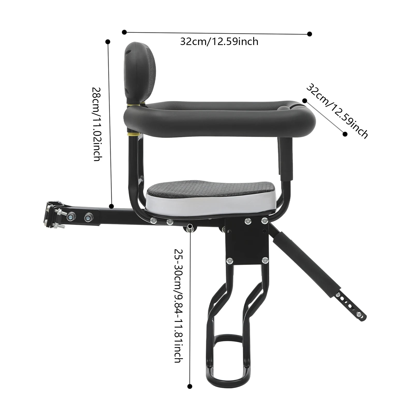 Front Mount Kids Bike Seat, Two Point Fixed Bicycle Child Seat, Removable Handrail Front Seat for Toddler,Steel PC Construction