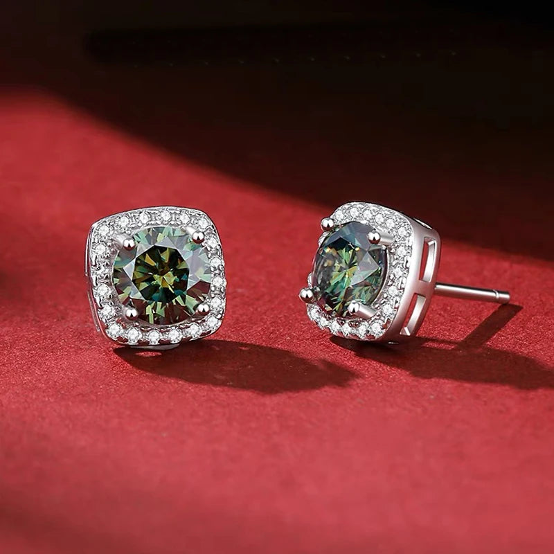 Promotion Moissanite Earrings for Women Pass Diamond Test Pen 100%  With Certificate Ear Studs 925 Sterling Silver Fine Jewelry