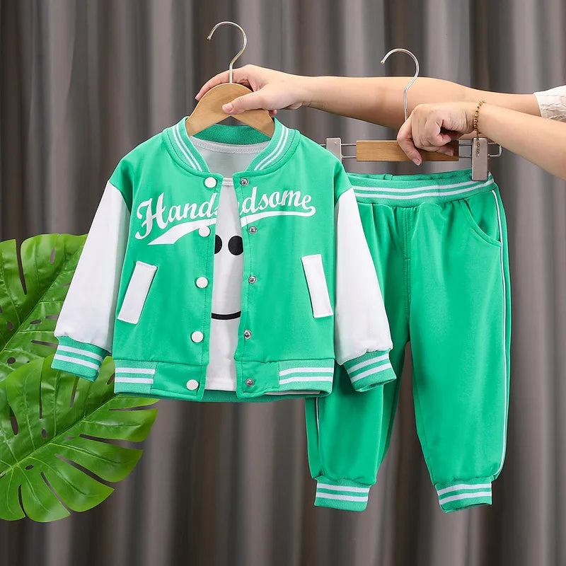 Fashion Autumn Children Suits Baby Boys Girls Clothes stamp Cotton T-Shirt Pants 2Pcs/sets Spring Toddler Clothing Sport Suits