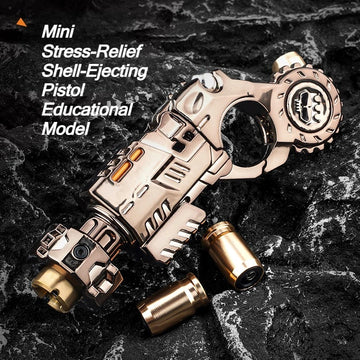 Alloy Launcher Shell-Ejecting Toy Gun Set Portable Stress Relief Sensory Fidget Toy Finger Spinning Top Desk Gadget Boys Gift