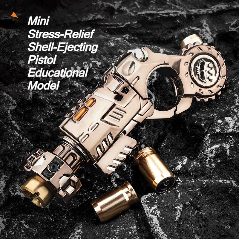 Alloy Launcher Shell-Ejecting Toy Gun Set Portable Stress Relief Sensory Fidget Toy Finger Spinning Top Desk Gadget Boys Gift