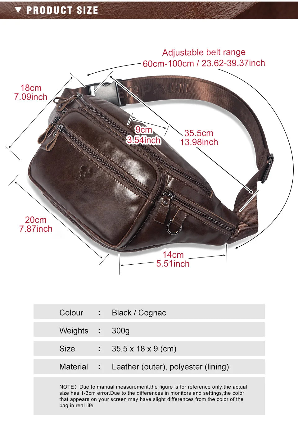 HUMERPAUL Genuine Leather Waist Bag Casual Fanny Pack For Men Multifunction Outdoor Chest Bag Phone Pouch Travel Crossbody Bages
