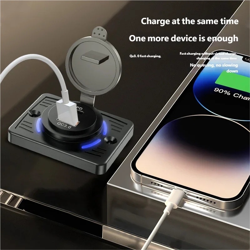 Wall Mount Charger Adapter, 2-4 Ports USB Outlet, QC 22.5W PD 30W Type-C Quick Charge, QC3.0 Panel, Bus, ATV, Truck