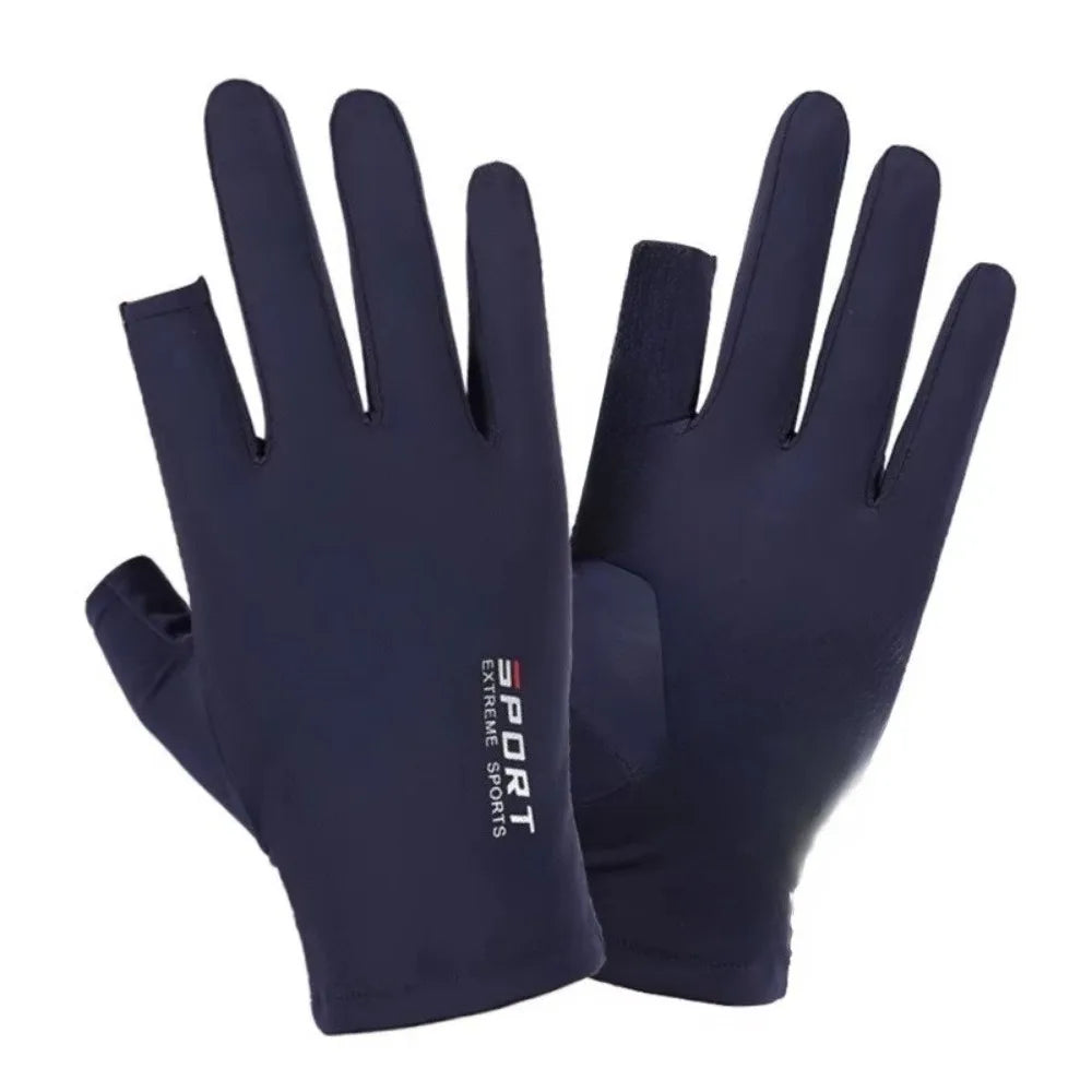 Ice Silk Halffinger Cycling Gloves for Men and Women Outdoor Sports Fitness Driving Fishing Highelastic Comfortable