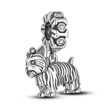 Original 925 Sterling Silver Cute Dog Pet Charms Beads Pendants Fit S925 Bracelet Necklace Fine DIY Jewelry