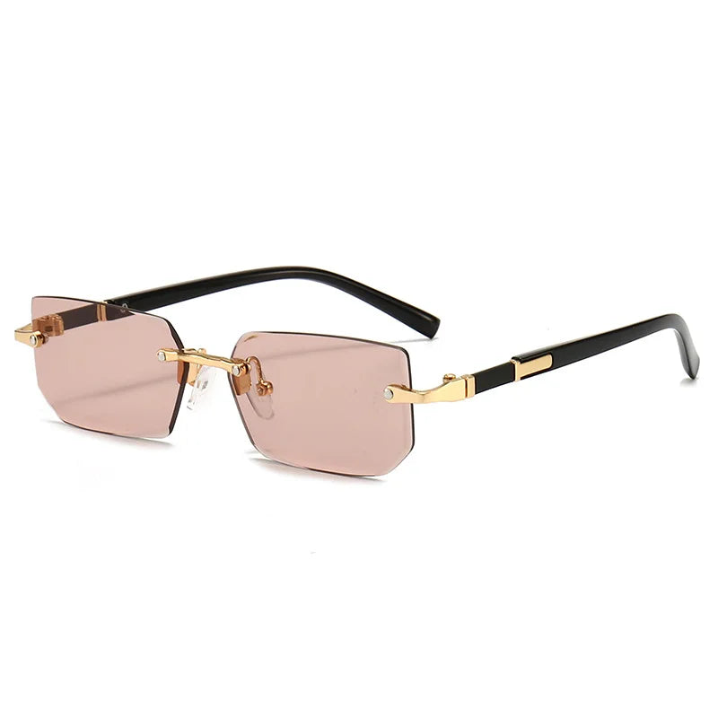 Clearance_Rimless Sunglasses Rectangle Fashion Popular Women Men Shades Small Square Sun Glasses For Female male Summer Travelin