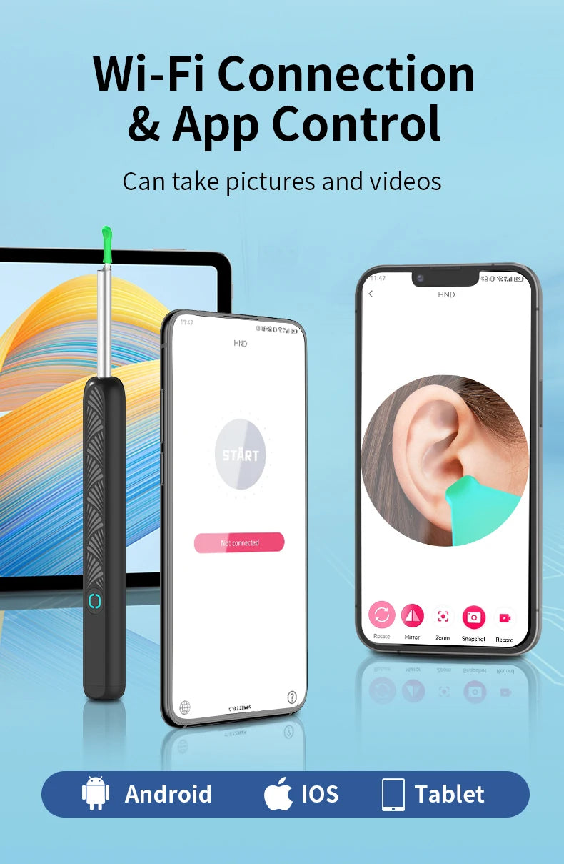 Wireless Ear Wax Cleaner with Camera Safe Earwax Removal Endoscope with Camera Luminous Otoscope Ear Cleaning Tools Ear Care