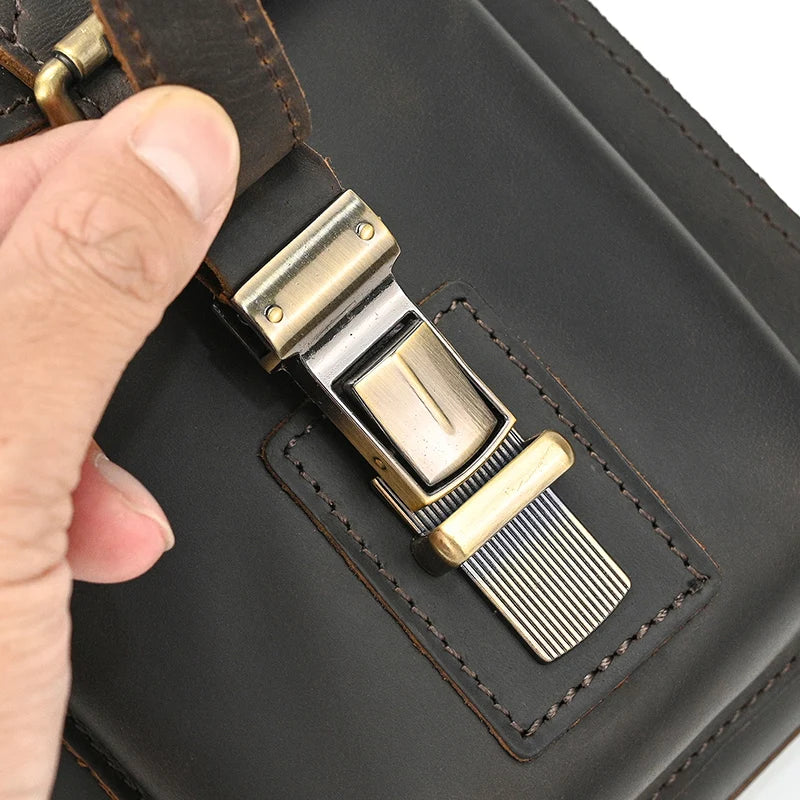 Crazy Horse Leather Messenger Bag Men's Leather Shoulder Bag For Mobile Phone Sling Bags For Men Woman Cross Body Bag