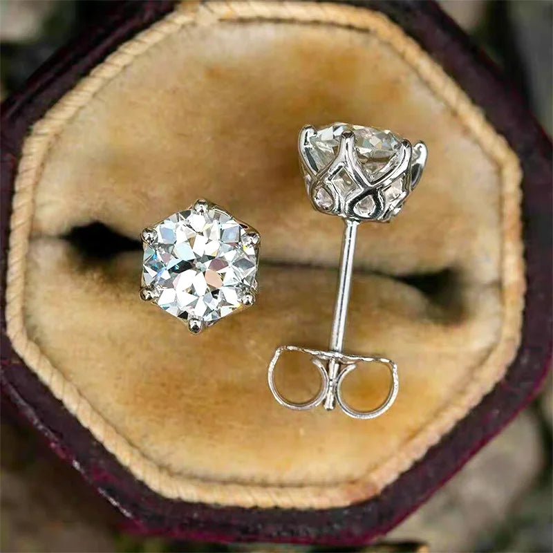 Promotion Moissanite Earrings for Women Pass Diamond Test Pen 100%  With Certificate Ear Studs 925 Sterling Silver Fine Jewelry