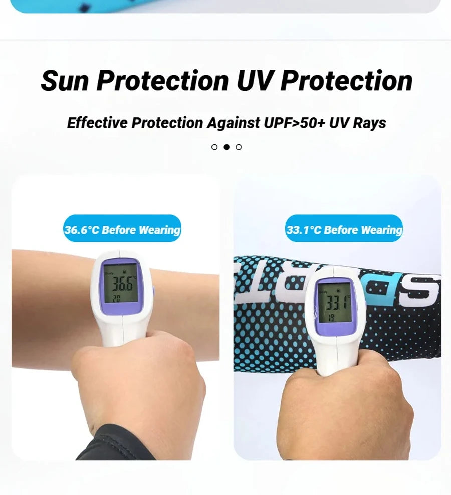 Summer Fashio Sunscreen Ice Silk Sleeve UV Sun Protection Cooling Anti-Slip Arm Sleeves Men Women Outdoor Sport Cycling