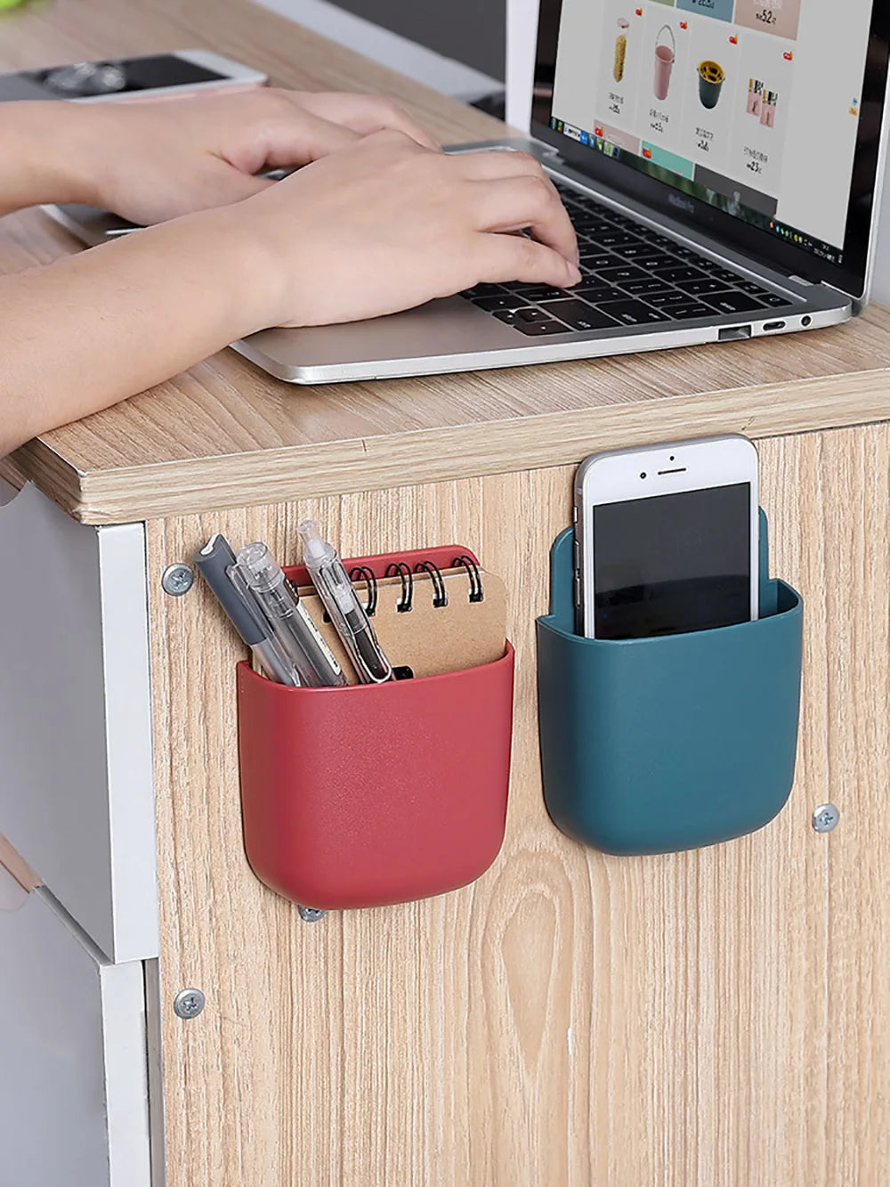 Wall Mounted Storage Box Phone Charger Holder Stand Rack for Remote Control Air Conditioner TV - Mobile Plug Organizer Case