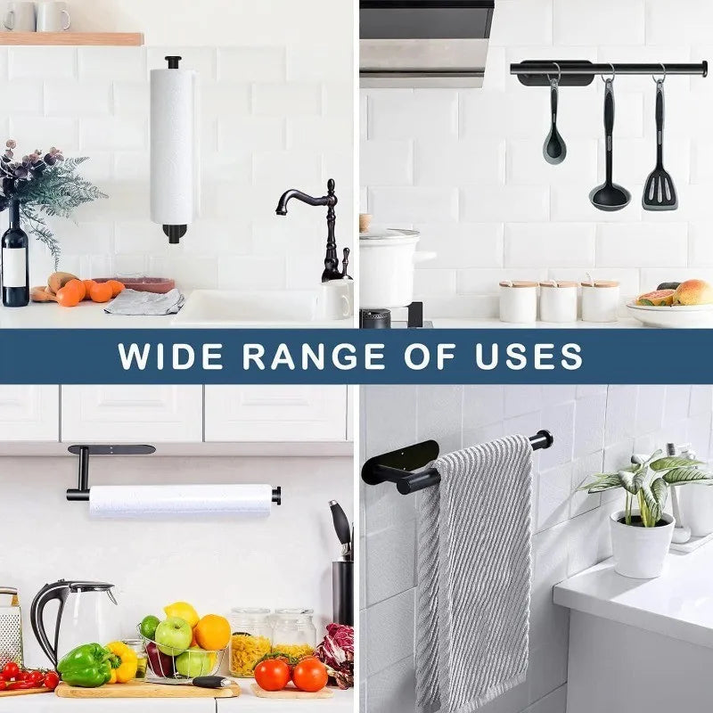 Kitchen Paper Towel Holder Adhesive Tissue Hanger Toilet Roll Paper Dispenser Cabinet Storage Napkin Rack Bathroom Accessories