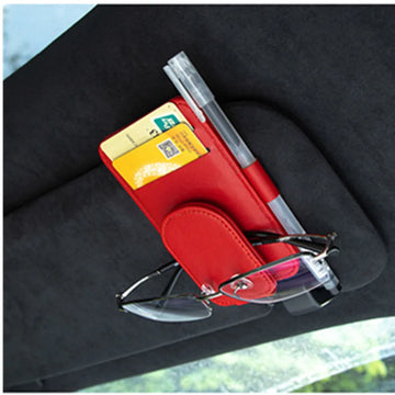 JFBONIN Leather Car Glasses Clip Multifunctional Sunshade Storage for Interior Car Sunglasses Organizer Creative
