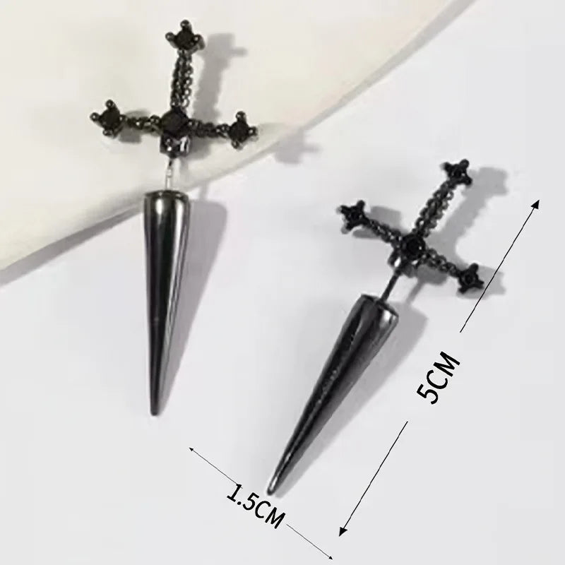 Punk Earrings Gothic Design Trendy Earrings Retro Zircon Gothic Cross Earrings for Men Women Y2K Jewelry Accessories