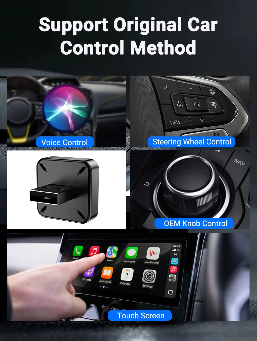 2026 NEW Upgraded Wired To Wireless Carplay Android Auto 2In1 Adapter Car Gadget Smart Box Plug and Play 5Ghz Wifi Fast Connect