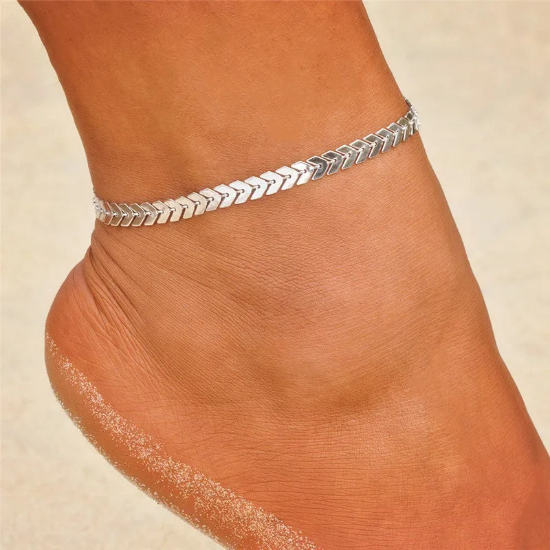 Modyle New Fashion Simple Heart Female Anklets Foot Jewelry Leg New Anklets On Foot Ankle Bracelets For Women Leg Chain Gifts