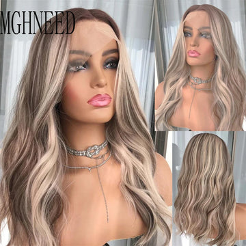 Highlighted Human Hair Lace Frontal Wig Brown Blonde 13x4 Lace Front Wigs For Women Natural Wave HD Transparent Lace Brazilian